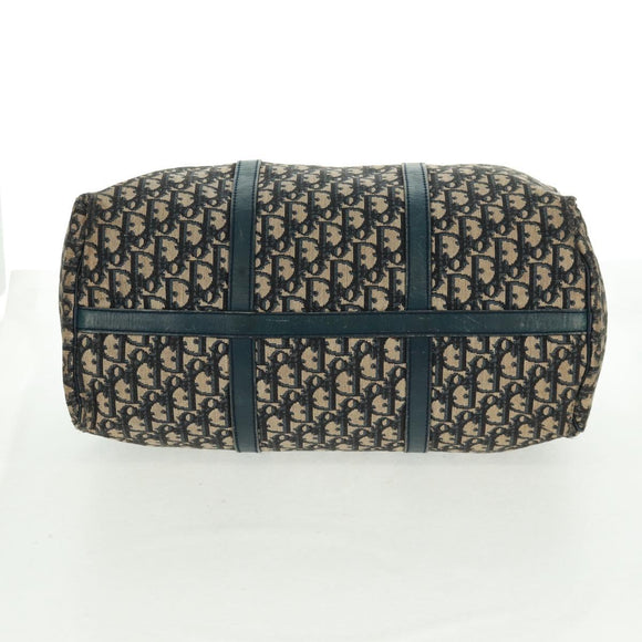 Christian Dior Trotter Canvas Boston Bag Navy Silver Auth 161273