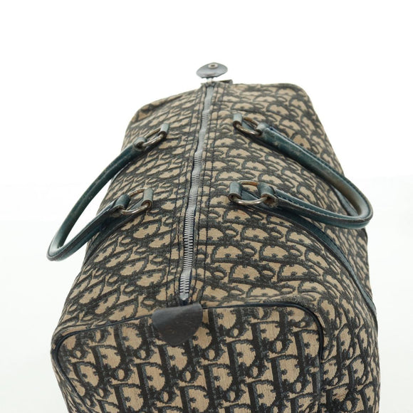 Christian Dior Trotter Canvas Boston Bag Navy Silver Auth 161273