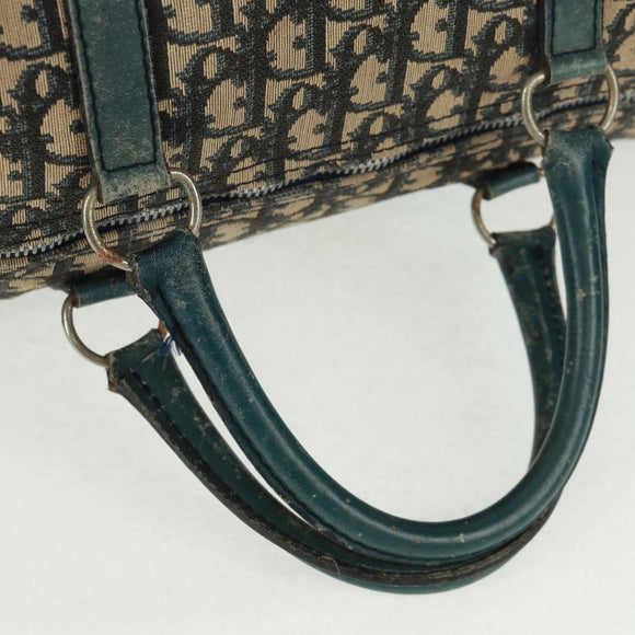 Christian Dior Trotter Canvas Boston Bag Navy Silver Auth 161273