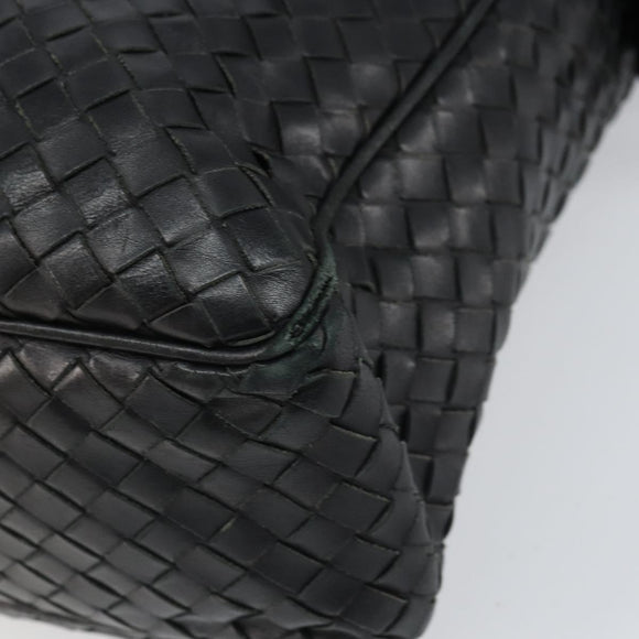 BOTTEGA VENETA INTRECCIATO Shoulder Bag Leather Black Auth 161278