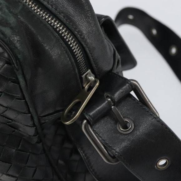 BOTTEGA VENETA INTRECCIATO Shoulder Bag Leather Black Auth 161278