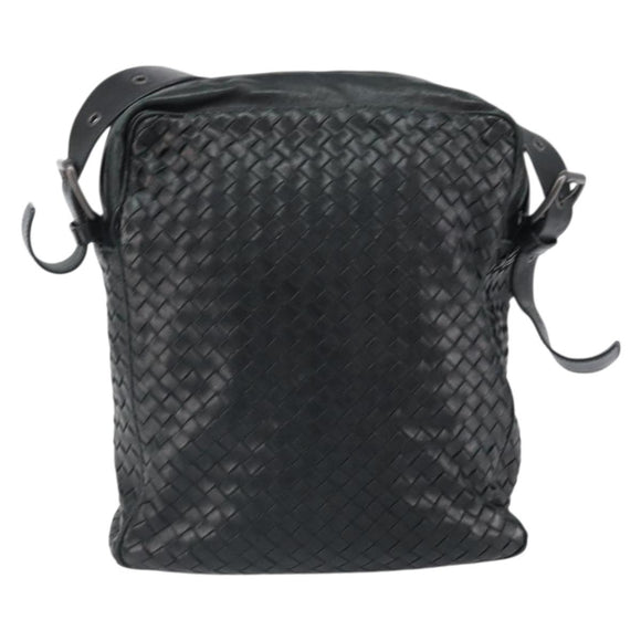 BOTTEGA VENETA INTRECCIATO Shoulder Bag Leather Black Auth 161278