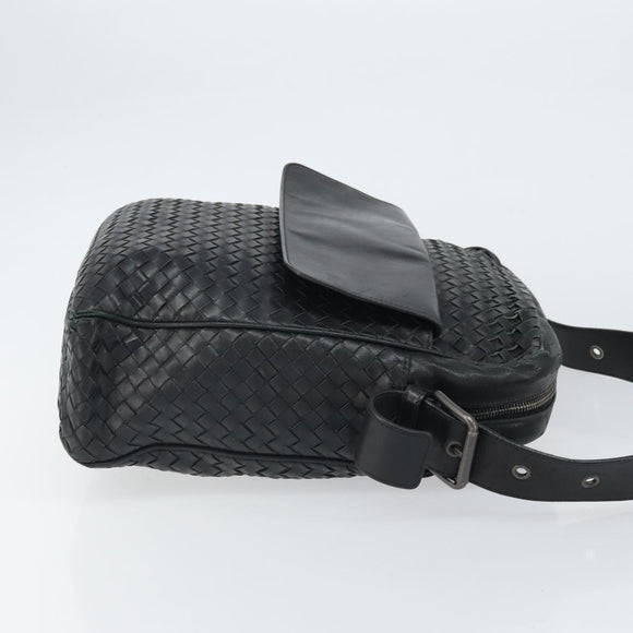 BOTTEGA VENETA INTRECCIATO Shoulder Bag Leather Black Auth 161278