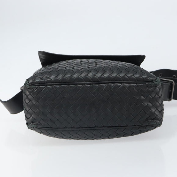 BOTTEGA VENETA INTRECCIATO Shoulder Bag Leather Black Auth 161278