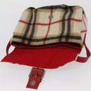 Burberrys Nova Check Shoulder Bag Wool Beige Silver Auth 161279V-10