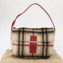 Burberrys Nova Check Shoulder Bag Wool Beige Silver Auth 161279V-12