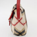 Burberrys Nova Check Shoulder Bag Wool Beige Silver Auth 161279V-3