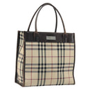 BURBERRY Nova Check Hand Bag Canvas Blue Silver Auth 161282-1