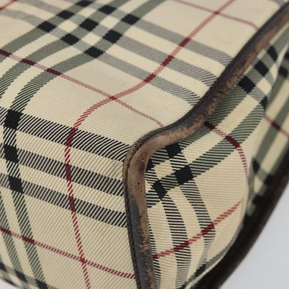 BURBERRY Nova Check Hand Bag Canvas Blue Silver Auth 161282