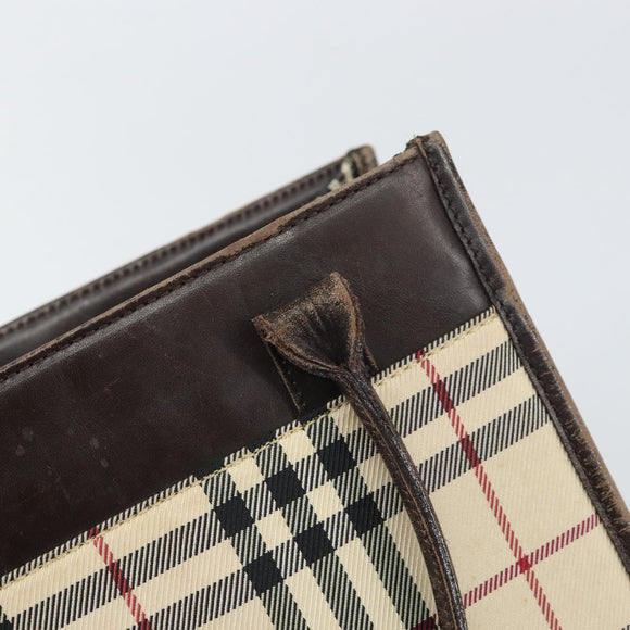 BURBERRY Nova Check Hand Bag Canvas Blue Silver Auth 161282
