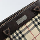 BURBERRY Nova Check Hand Bag Canvas Blue Silver Auth 161282-11