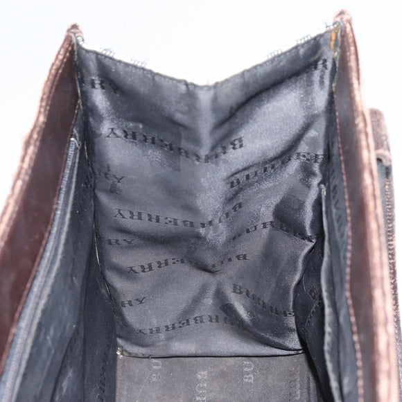 BURBERRY Nova Check Hand Bag Canvas Blue Silver Auth 161282