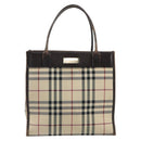BURBERRY Nova Check Hand Bag Canvas Blue Silver Auth 161282-13