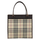 BURBERRY Nova Check Hand Bag Canvas Blue Silver Auth 161282-2
