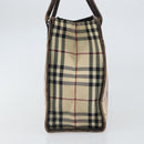 BURBERRY Nova Check Hand Bag Canvas Blue Silver Auth 161282-3