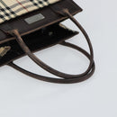 BURBERRY Nova Check Hand Bag Canvas Blue Silver Auth 161282-7