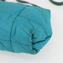 PRADA Shoulder Bag Nylon Turquoise Blue Gold Auth 161283-9