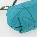 PRADA Shoulder Bag Nylon Turquoise Blue Gold Auth 161283-14