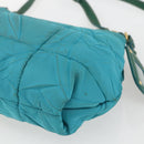 PRADA Shoulder Bag Nylon Turquoise Blue Gold Auth 161283-15