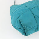 PRADA Shoulder Bag Nylon Turquoise Blue Gold Auth 161283-16