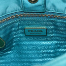 PRADA Shoulder Bag Nylon Turquoise Blue Gold Auth 161283-18
