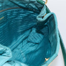 PRADA Shoulder Bag Nylon Turquoise Blue Gold Auth 161283-20