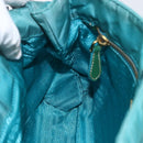 PRADA Shoulder Bag Nylon Turquoise Blue Gold Auth 161283-21