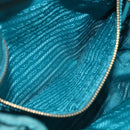 PRADA Shoulder Bag Nylon Turquoise Blue Gold Auth 161283-22