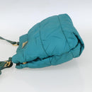 PRADA Shoulder Bag Nylon Turquoise Blue Gold Auth 161283-3