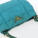 PRADA Shoulder Bag Nylon Turquoise Blue Gold Auth 161283-6