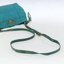 PRADA Shoulder Bag Nylon Turquoise Blue Gold Auth 161283-7