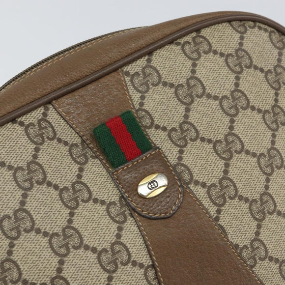 GUCCI GG Supreme Web Sherry Line Clutch Bag PVC Beige Gold 89 01 034 Auth 161289