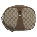 GUCCI GG Supreme Web Sherry Line Clutch Bag PVC Beige Gold 89 01 034 Auth 161289-2
