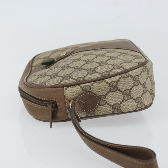GUCCI GG Supreme Web Sherry Line Clutch Bag PVC Beige Gold 89 01 034 Auth 161289
