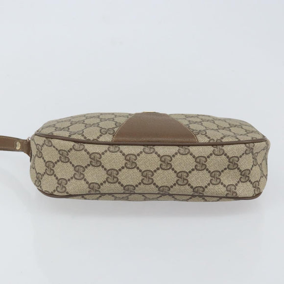 GUCCI GG Supreme Web Sherry Line Clutch Bag PVC Beige Gold 89 01 034 Auth 161289