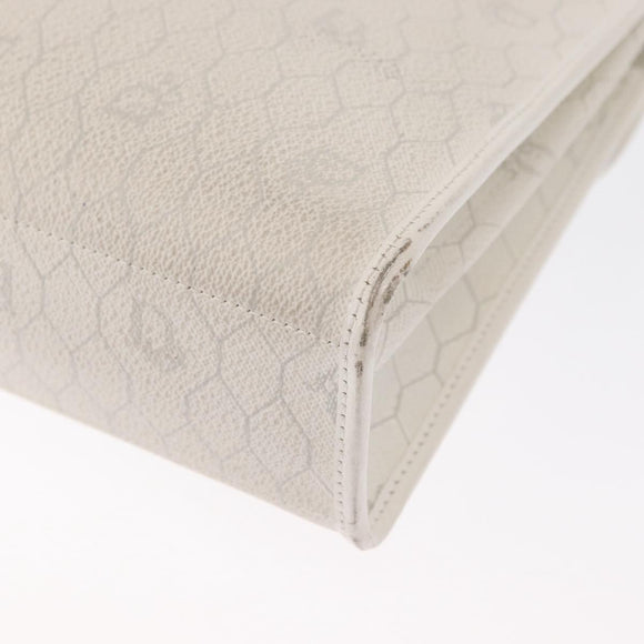 Christian Dior Honeycomb Canvas Hand Bag PVC 2way Gold White Auth 161290