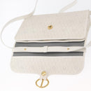 Christian Dior Honeycomb Canvas Hand Bag PVC 2way Gold White Auth 161290-10
