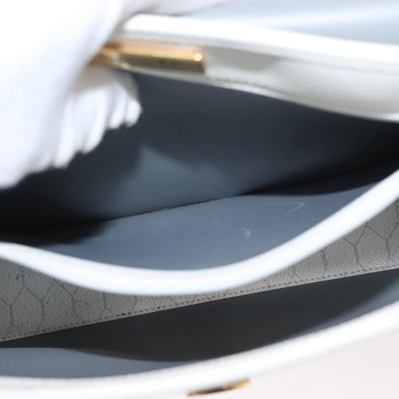 Christian Dior Honeycomb Canvas Hand Bag PVC 2way Gold White Auth 161290