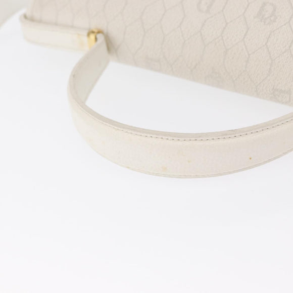 Christian Dior Honeycomb Canvas Hand Bag PVC 2way Gold White Auth 161290