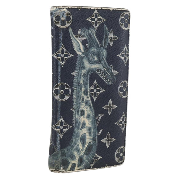 LOUIS VUITTON Monogram Savanna Portefeuille Braza Wallet Navy M66025 Auth 161319