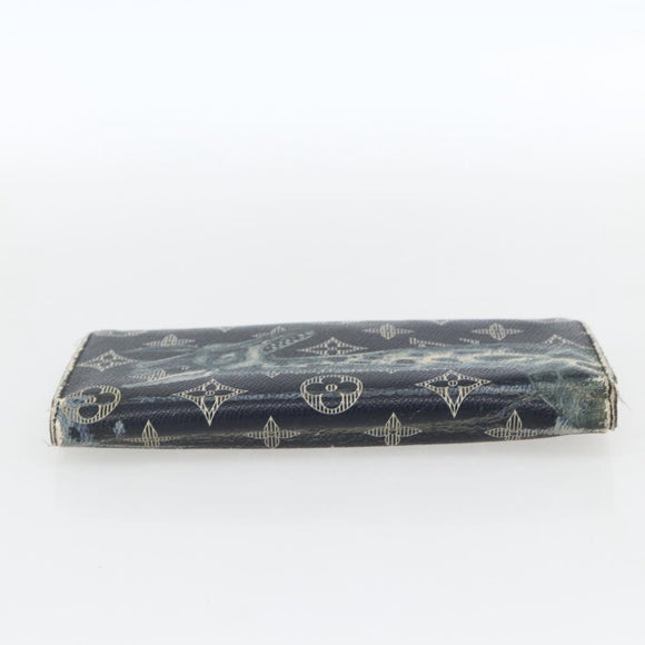 LOUIS VUITTON Monogram Savanna Portefeuille Braza Wallet Navy M66025 Auth 161319