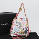 CHANEL Chain Chanel 22 Mini Bag Lace Patchwork 2way Gold White CC Auth 161330SM-12