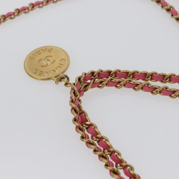 CHANEL Chain Chanel 22 Mini Bag Lace Patchwork 2way Gold White CC Auth 161330SM