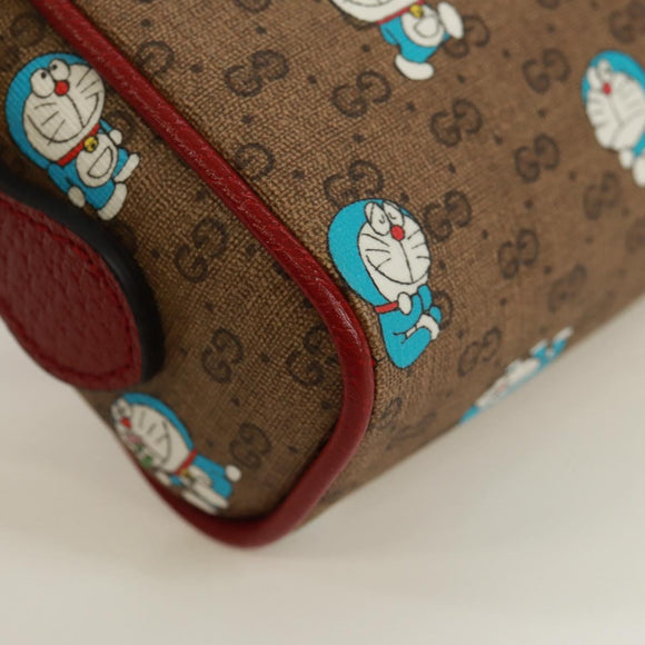GUCCI Micro GG Supreme Doraemon Shoulder Bag PVC Beige Gold 647784 Auth 161334SM