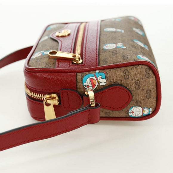 GUCCI Micro GG Supreme Doraemon Shoulder Bag PVC Beige Gold 647784 Auth 161334SM