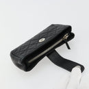 CHANEL Matelasse Coin Purse Lamb Skin Black Silver CC Auth 161338A-9