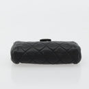 CHANEL Matelasse Coin Purse Lamb Skin Black Silver CC Auth 161338A-6