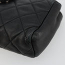 CHANEL Matelasse Coin Purse Lamb Skin Black Silver CC Auth 161338A-7