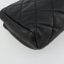CHANEL Matelasse Coin Purse Lamb Skin Black Silver CC Auth 161338A-14