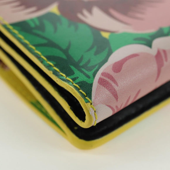BALENCIAGA Paper Mini Wallet Trifold Leather Yellow Silver 391446 Auth 161339M